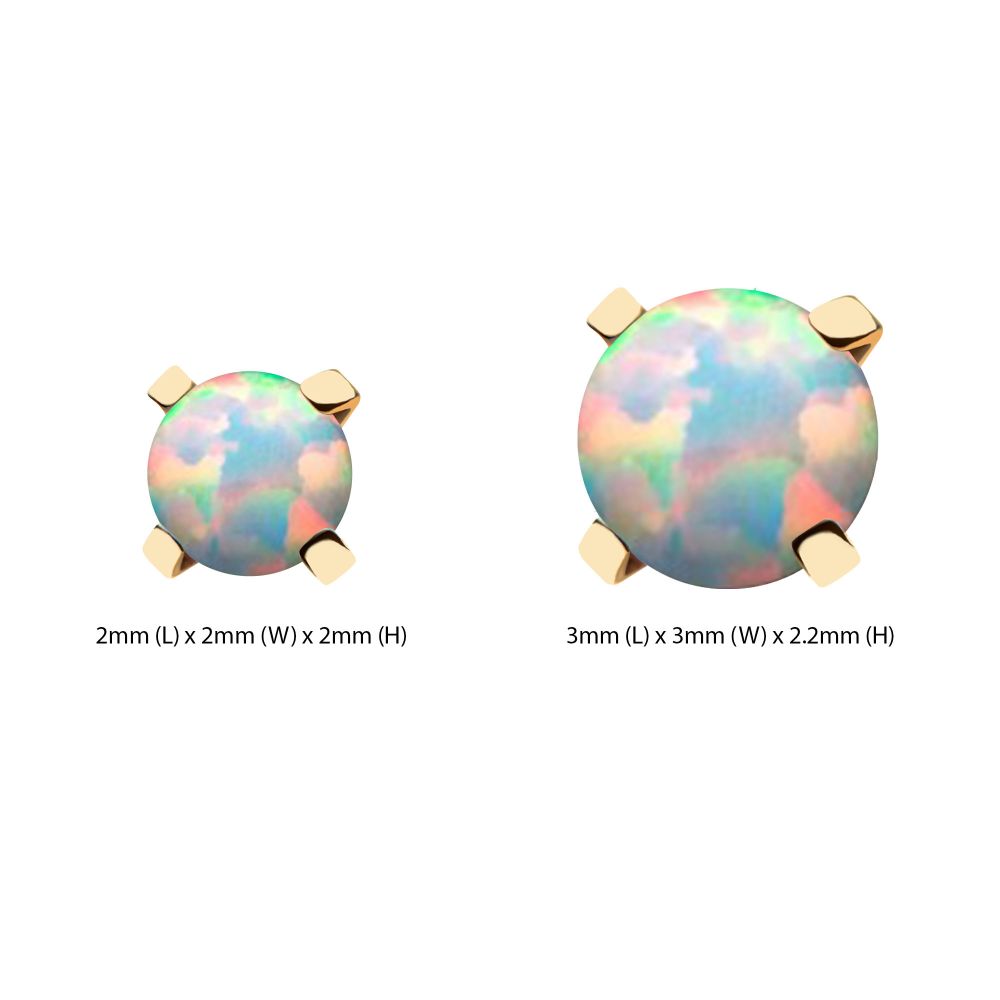 14kt Yellow Gold Threadless with 4-Prong Set White Opal Top