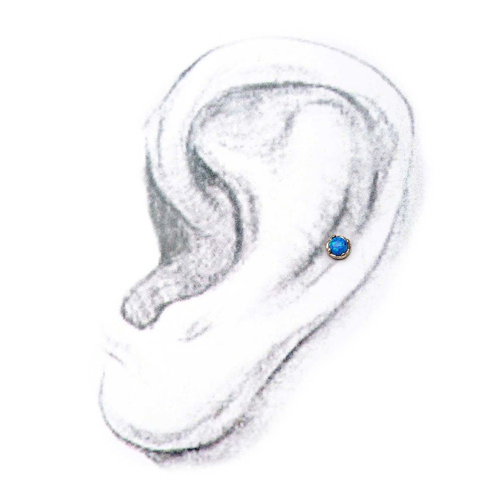 14Kt Yellow Gold Threadless Prong Set Opal Top