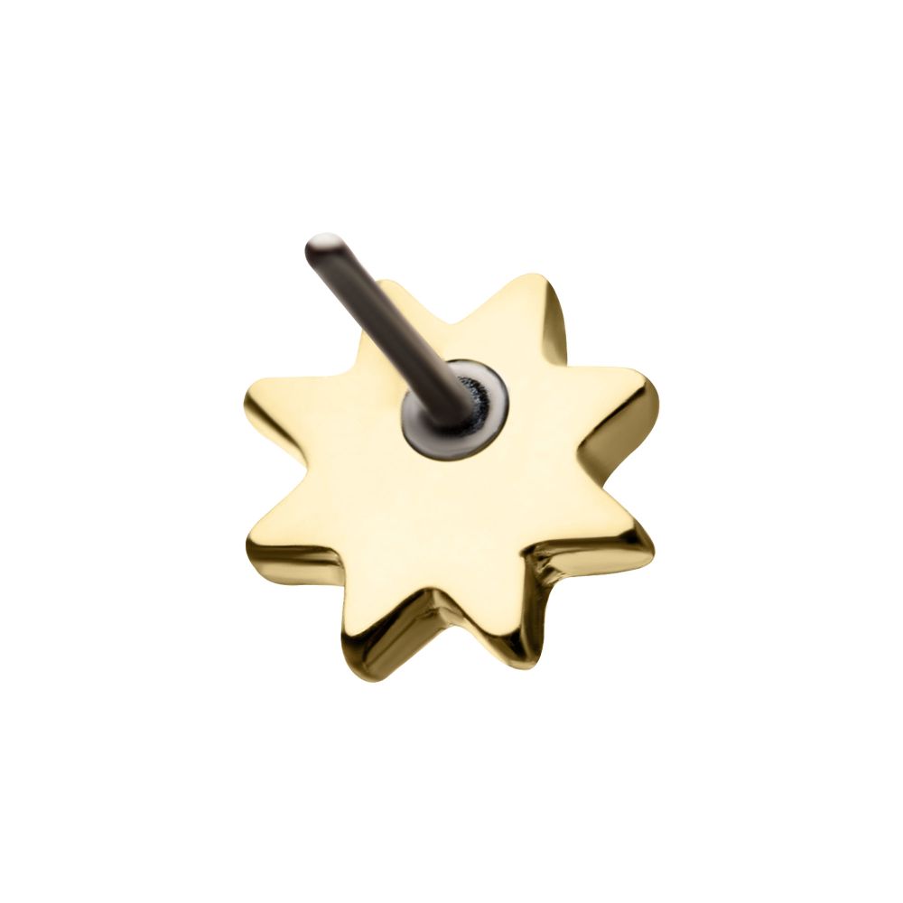 14kt Gold Threadless Round Clear CZ Sun Top