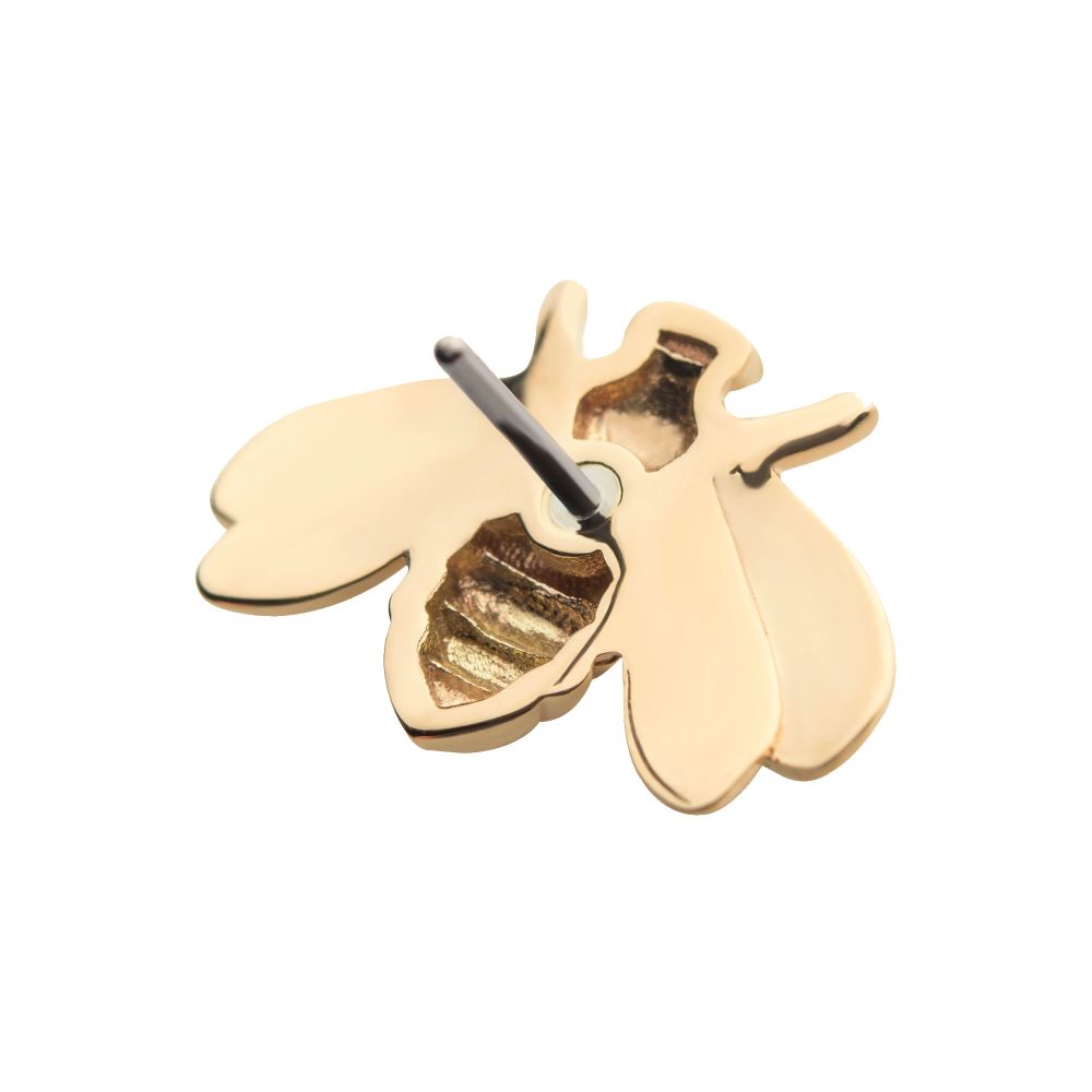 14Kt Gold Threadless with Decorative Bee Top