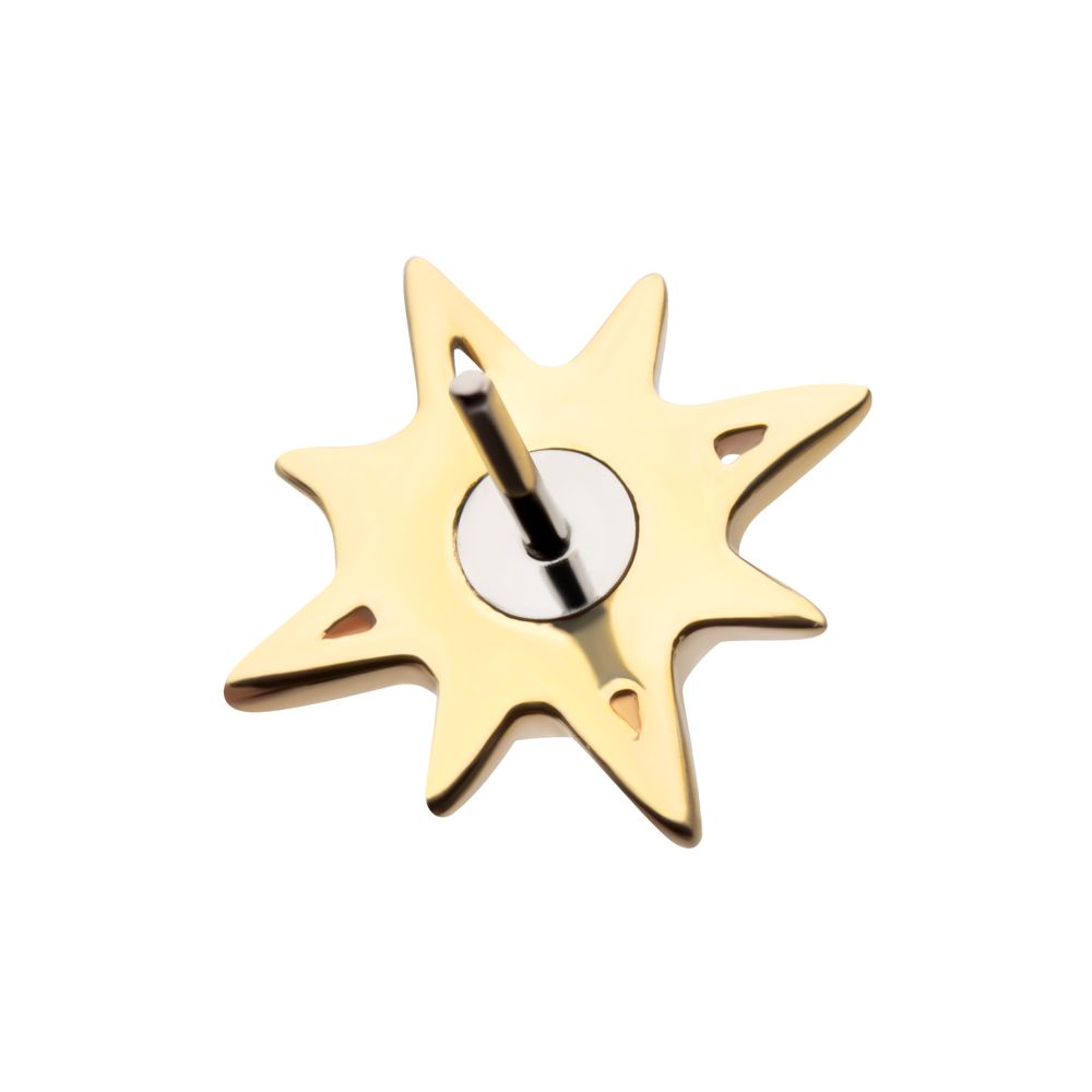 14Kt Yellow Gold Threadless Prong Set Round White Opal Sunburst Top