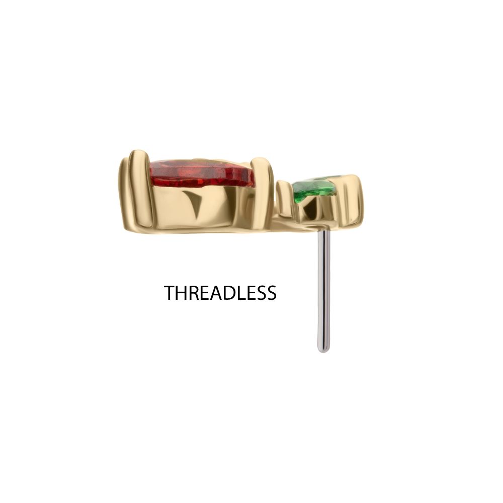 14Kt Yellow Gold Threadless Cherry Heart Leaf Top