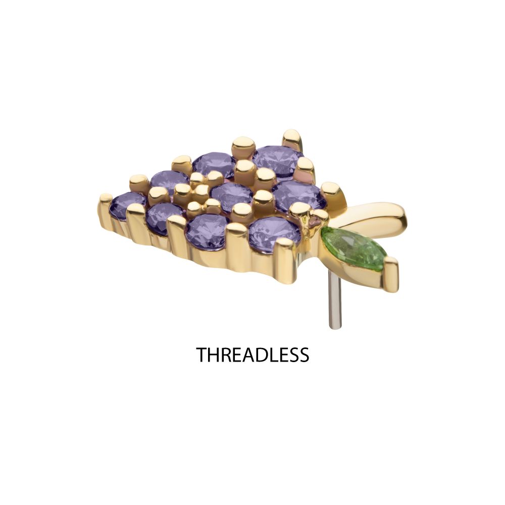 14Kt Yellow Gold Threadless Grape Cluster Top