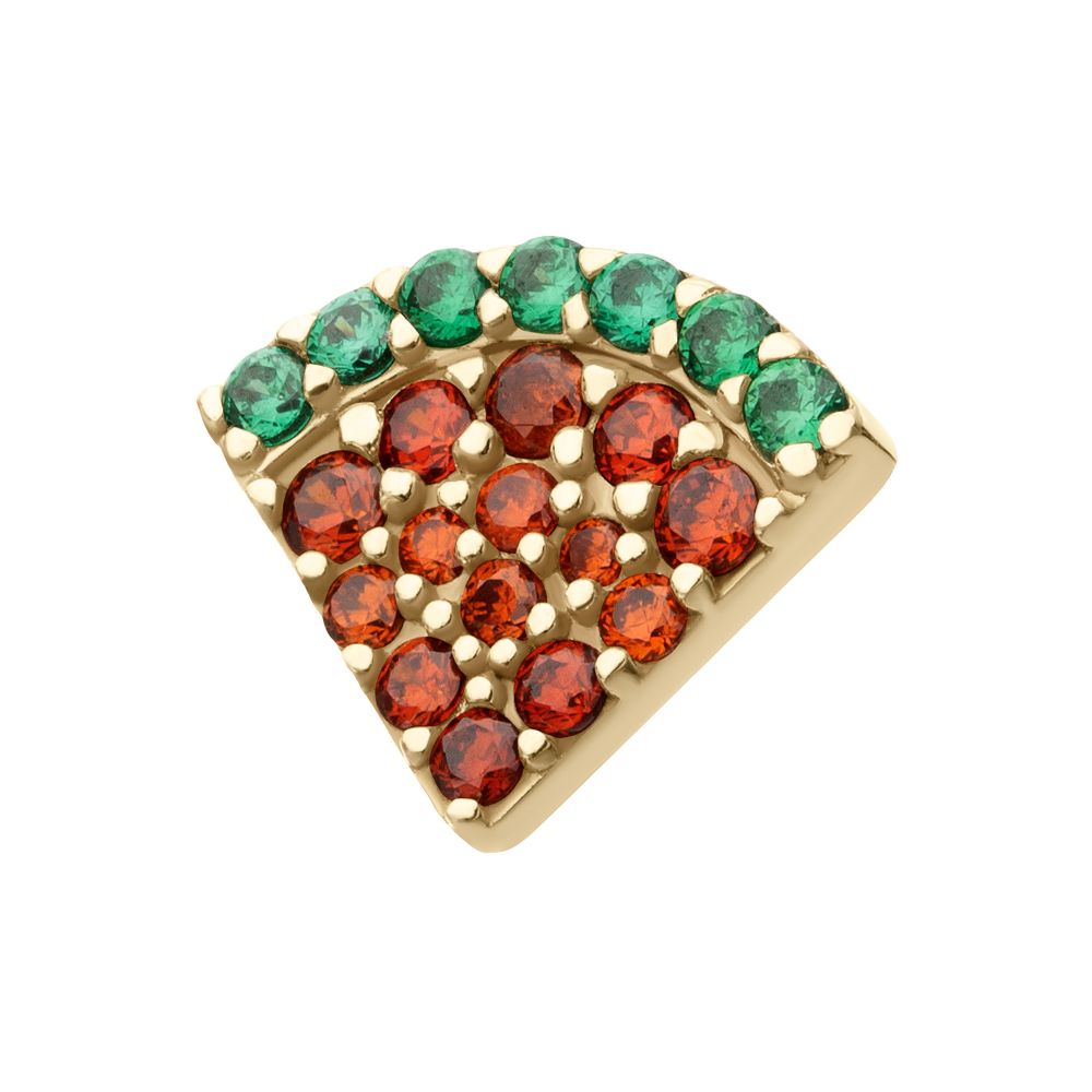 14Kt Yellow Gold Threadless Watermelon Slice Top