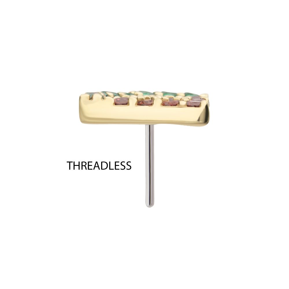 14Kt Yellow Gold Threadless Watermelon Slice Top