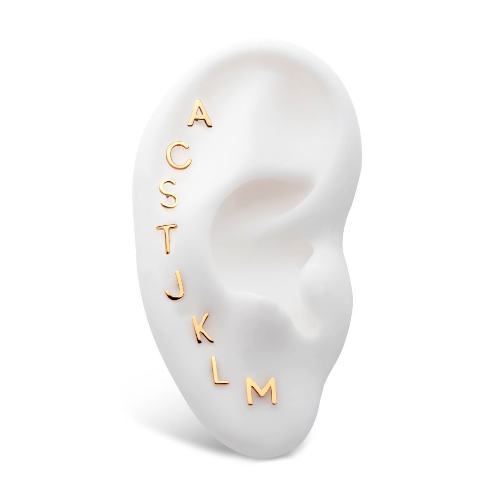 14Kt Yellow Gold Threadless Letter Initial Tops