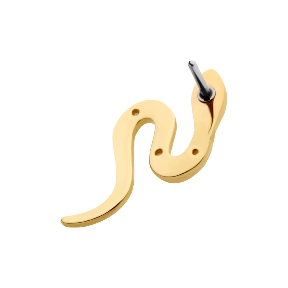 14Kt Yellow Gold Threadless with CZ Snake Top