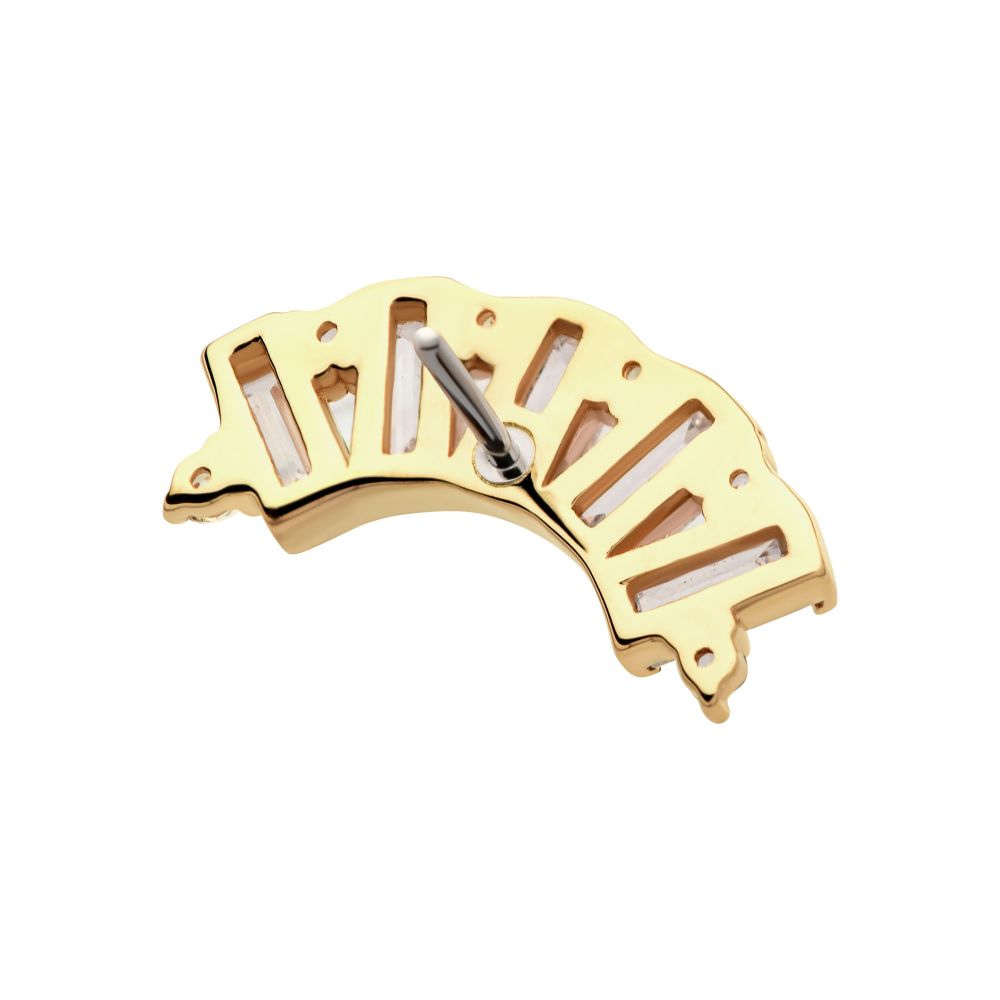 14Kt Yellow Gold Threadless with Round & Baguette CZ 5-Cluster Top