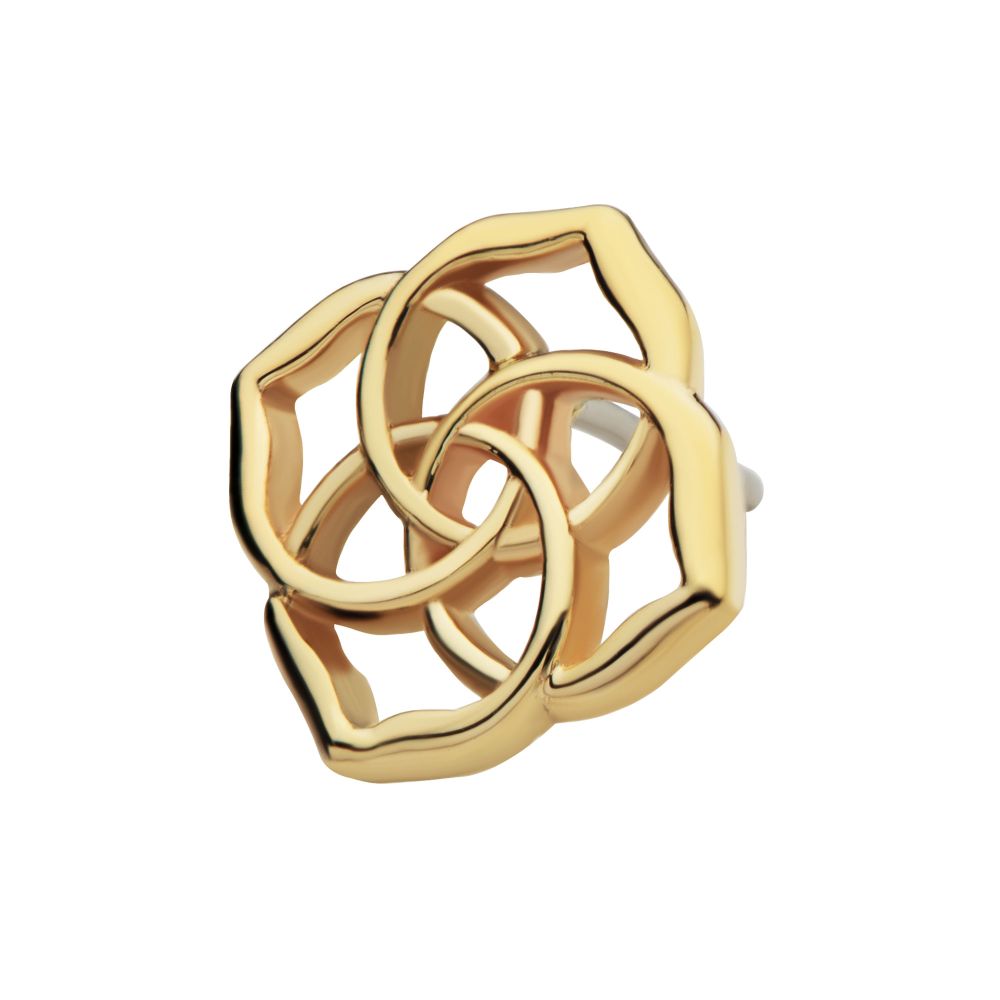 14Kt Yellow Gold Threadless 4 Pointed Celtic Knots Top
