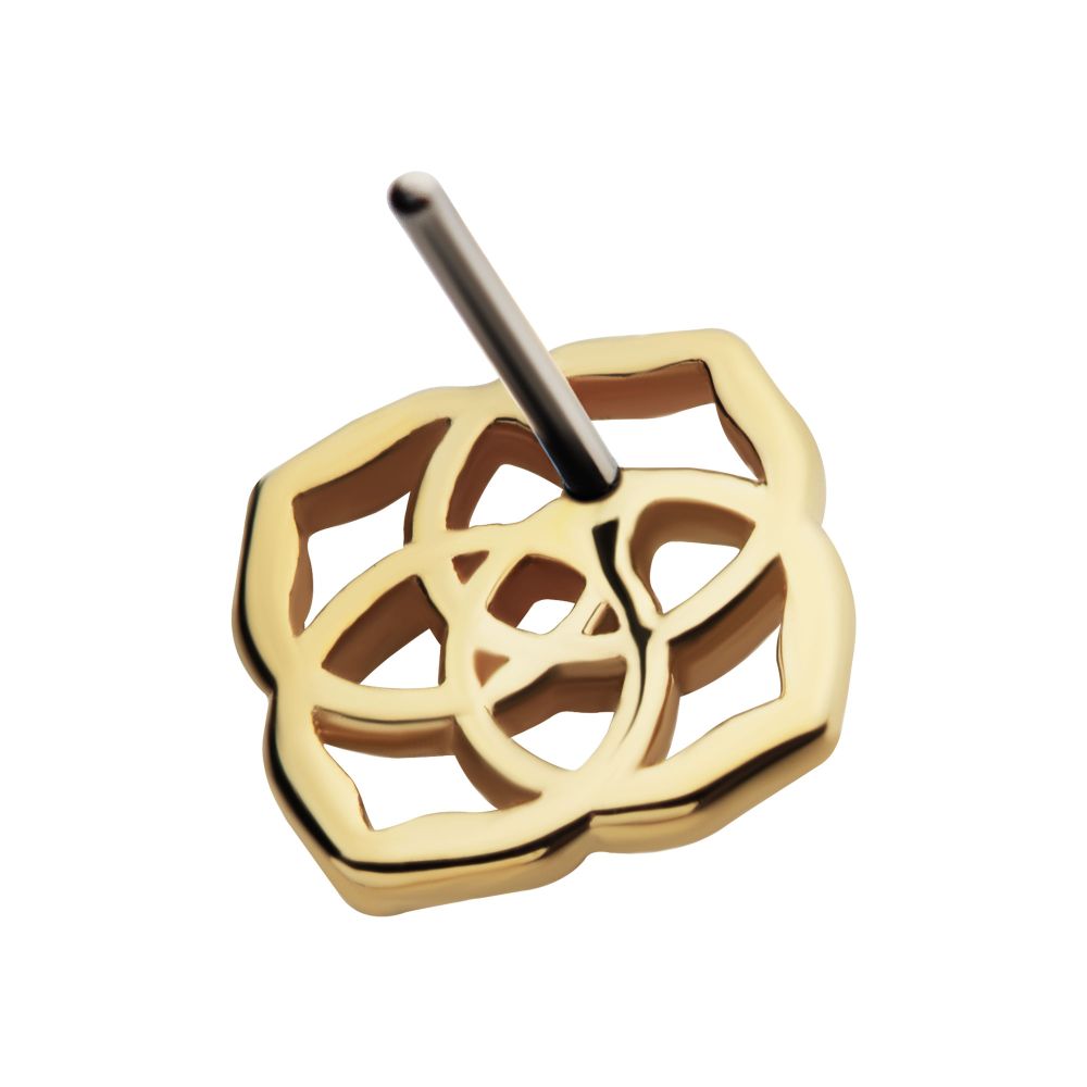 14Kt Yellow Gold Threadless 4 Pointed Celtic Knots Top