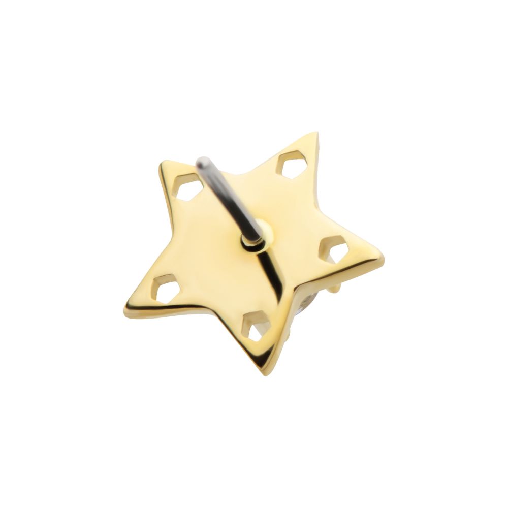 14Kt Yellow Gold Threadless Star Top with Prong Set CZ/Opal