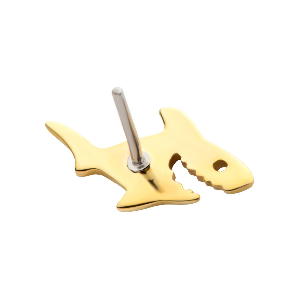 14Kt Yellow Gold Threadless Shark Top