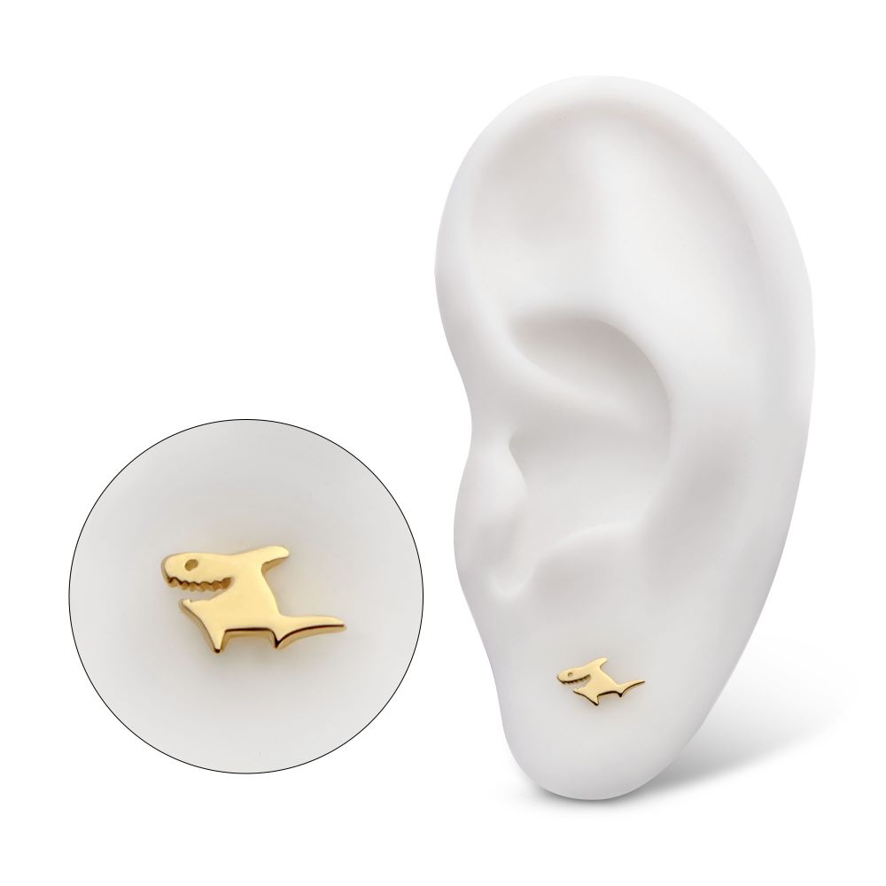 14Kt Yellow Gold Threadless Shark Top