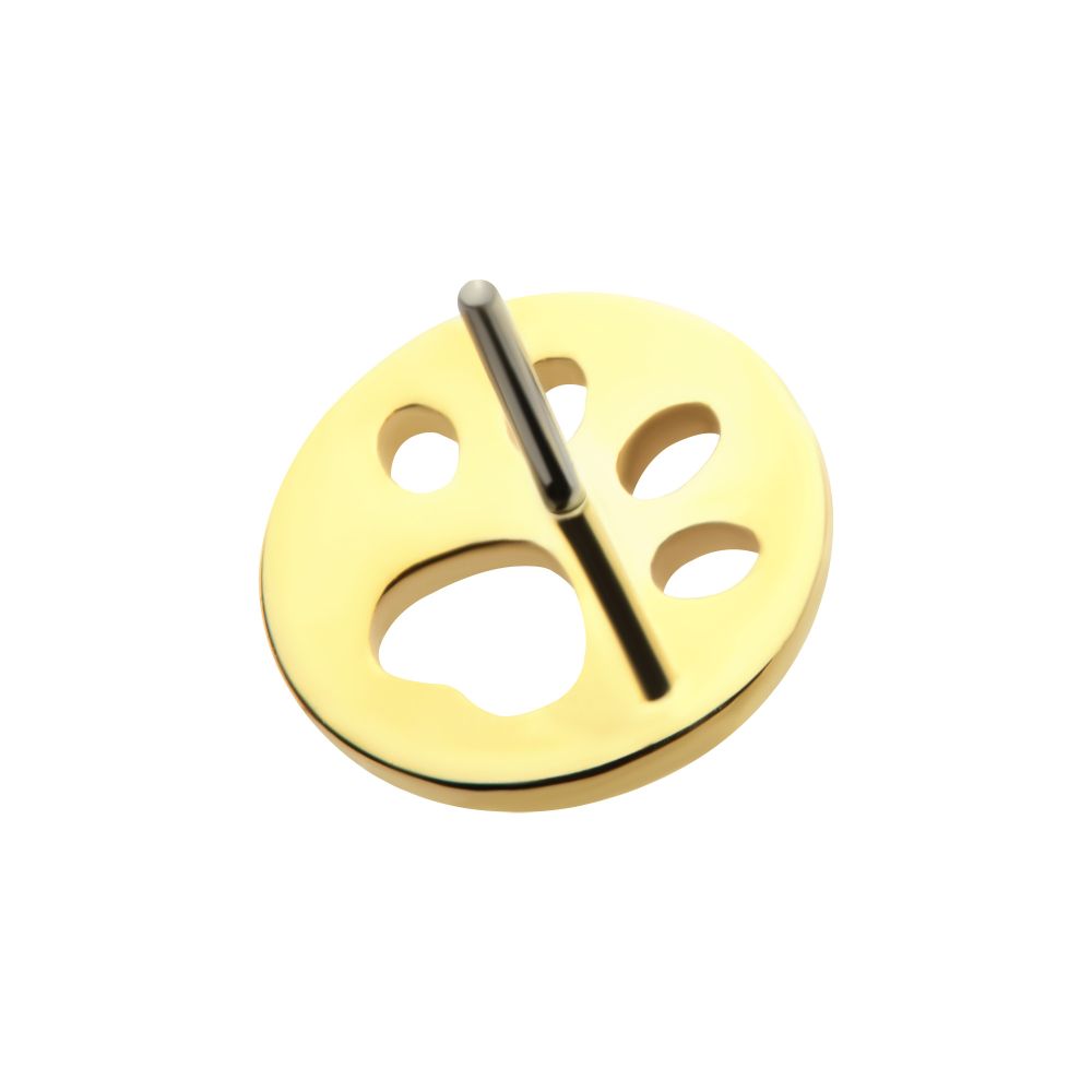 14Kt Yellow Gold Threadless Cut Out Paw Top