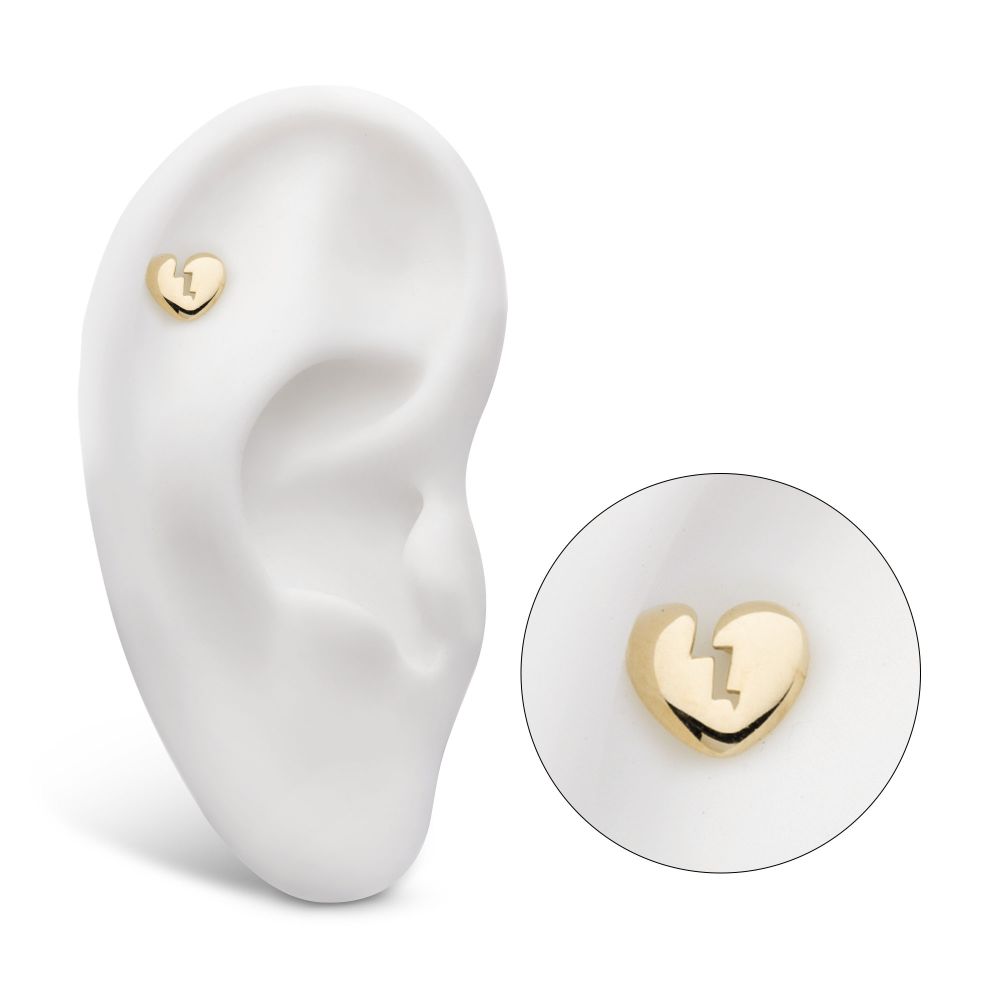 14Kt Yellow Gold Threadless Broken Heart Top