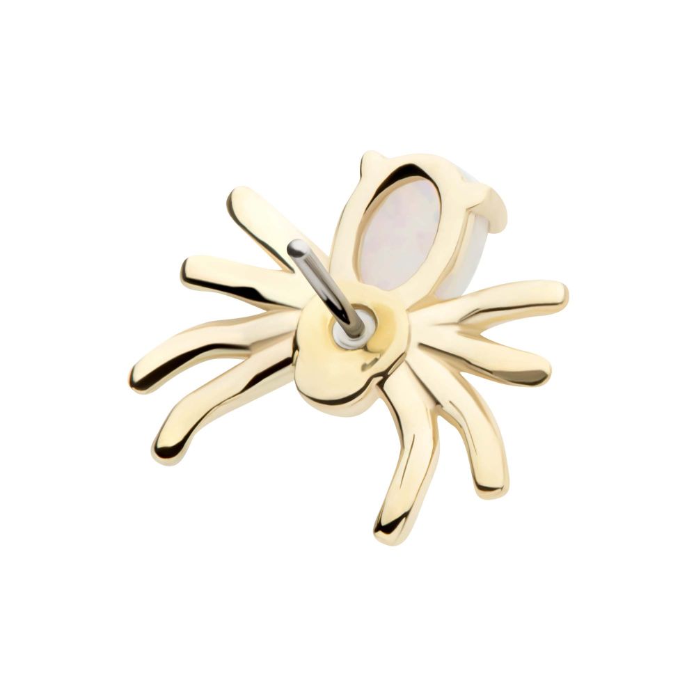14Kt Yellow Gold Threadless Prong Set Opal/CZ Spider Top