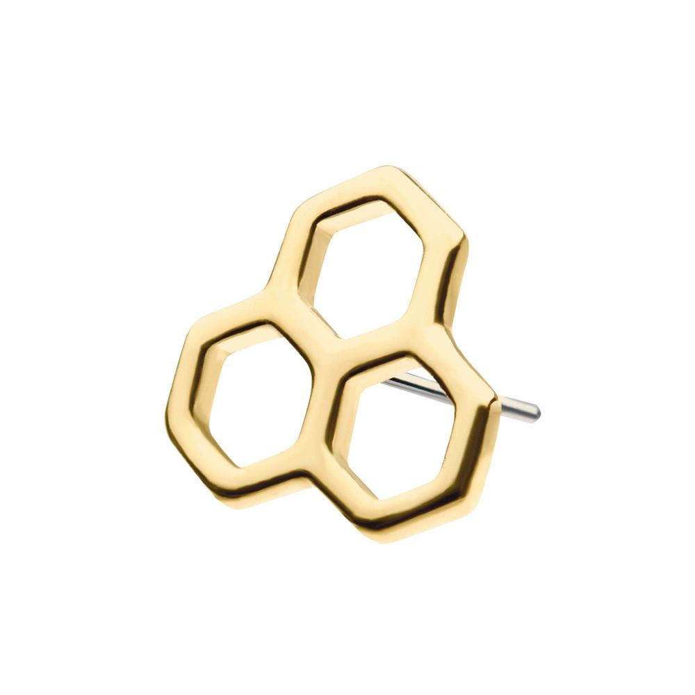 14kt Yellow Gold Threadless with Cut Out Honeycomb Top