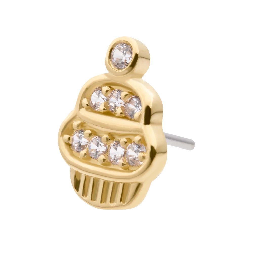 14Kt Yellow Gold Threadless with CZ Cupcake Top