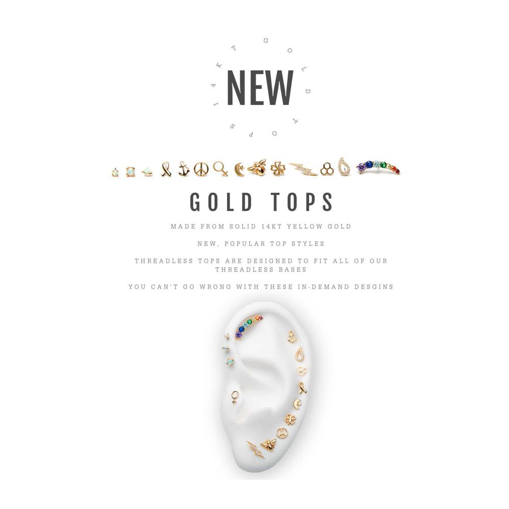 14kt Yellow Gold Threadless with Prong Set CZ Cut Out Teardrop Top