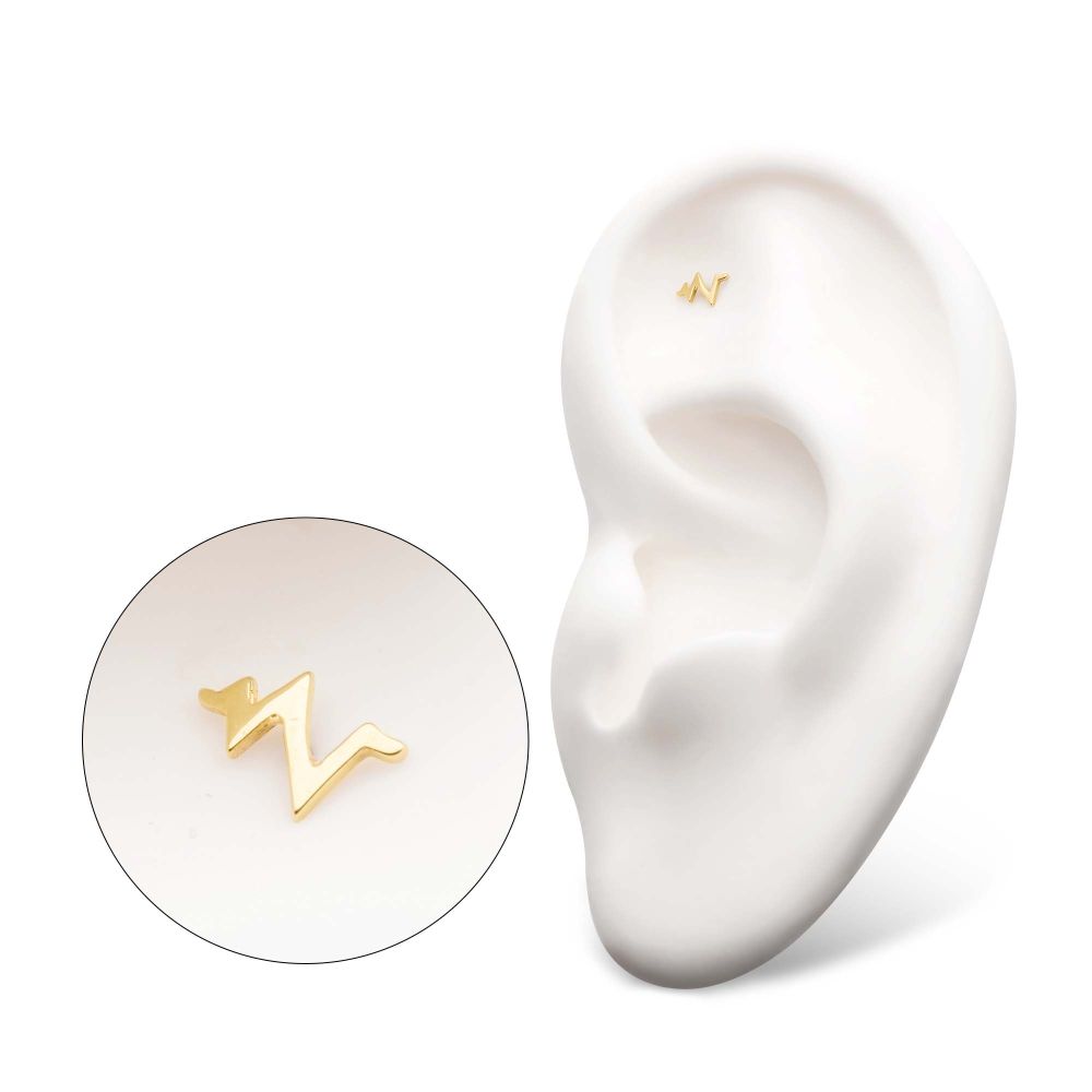 14Kt Gold Threadless with Heart Beat Top