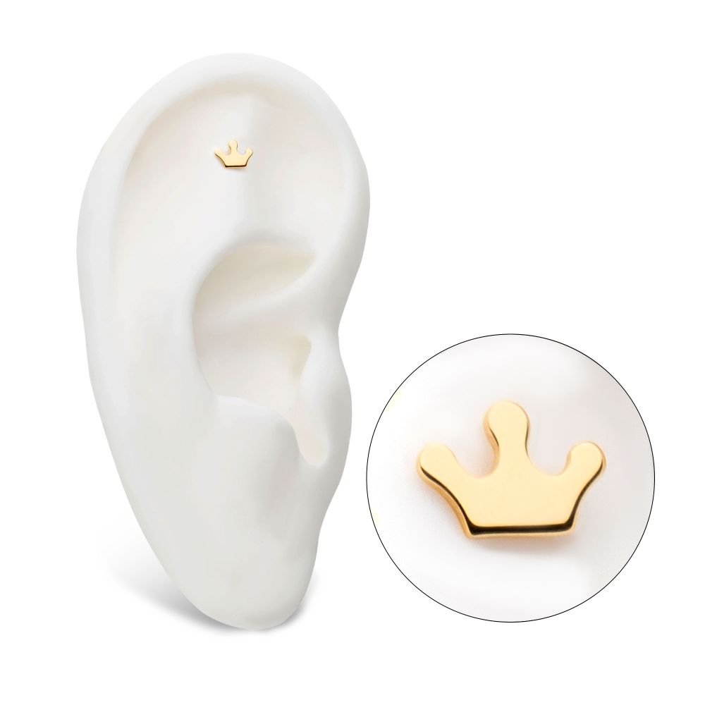 14Kt Yellow Gold Threadless with Crown Top
