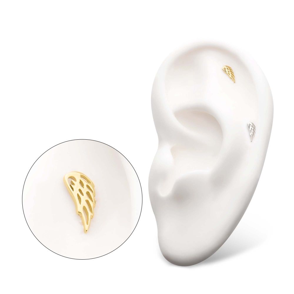 14Kt Gold Threadless Angel Wing Top (Left Ear)