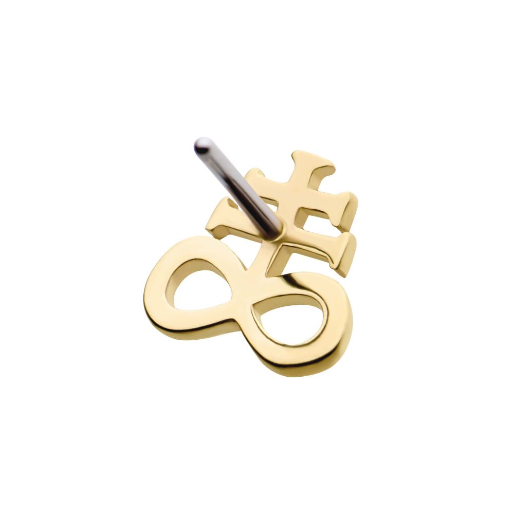 14Kt Gold Threadless with Leviathan Cross Top