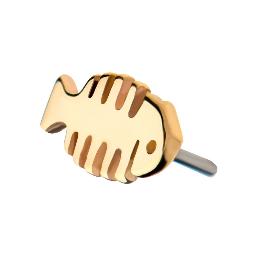 14Kt Yellow Gold Threadless with Fish Bone Top