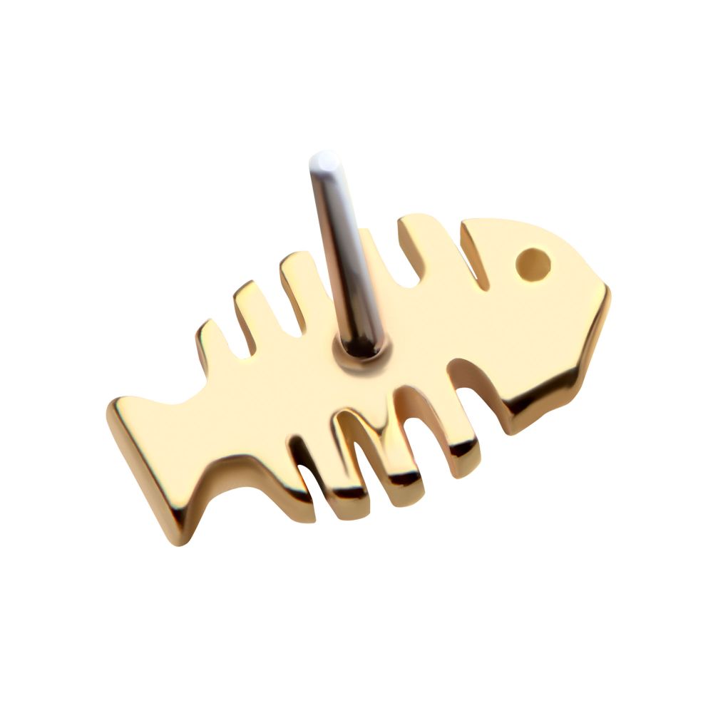 14Kt Yellow Gold Threadless with Fish Bone Top