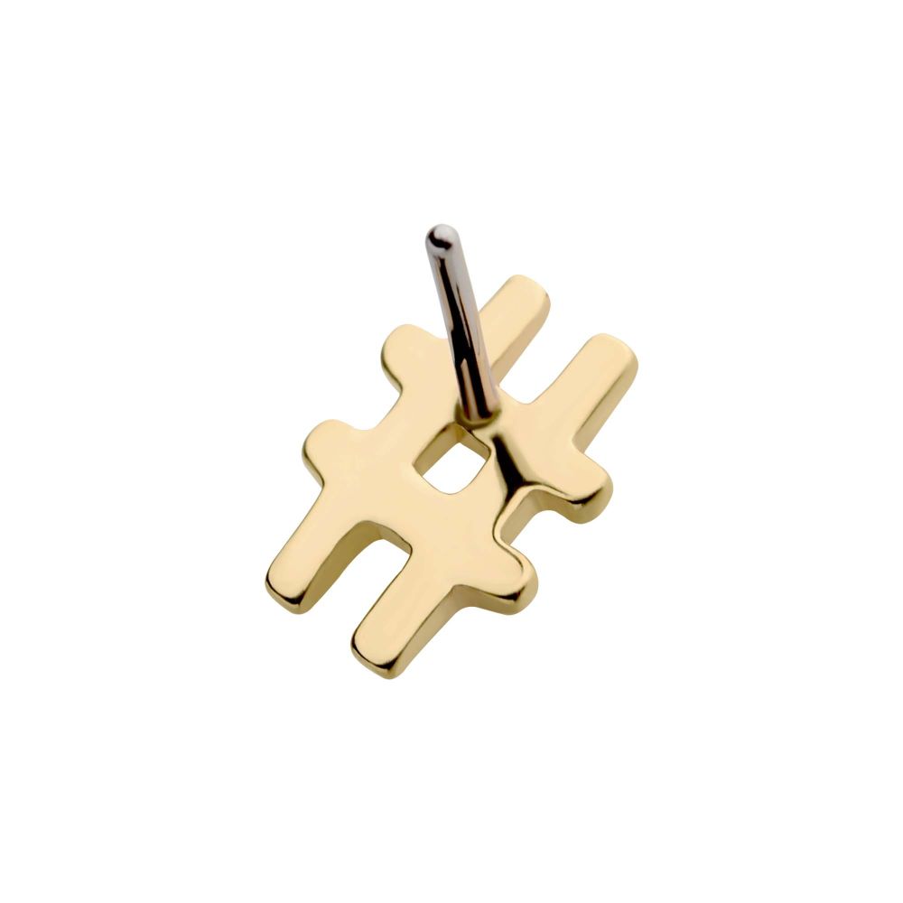 14Kt Gold Threadless with Hashtag Symbol Top