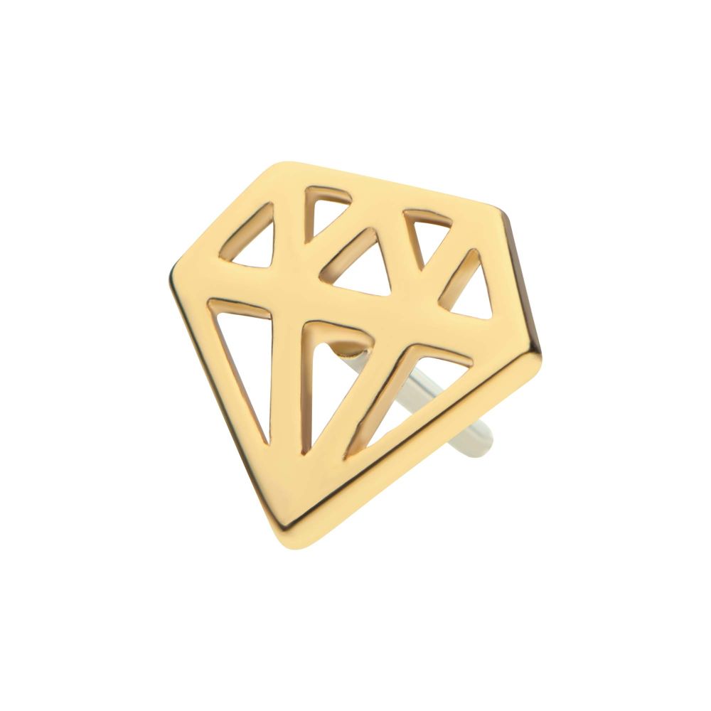 14Kt Gold Threadless with Diamond Symbol Top