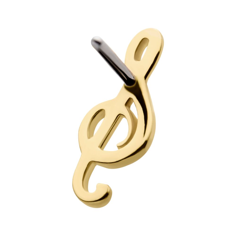 14Kt Yellow Gold Threadless with G Clef Musical Symbol Top