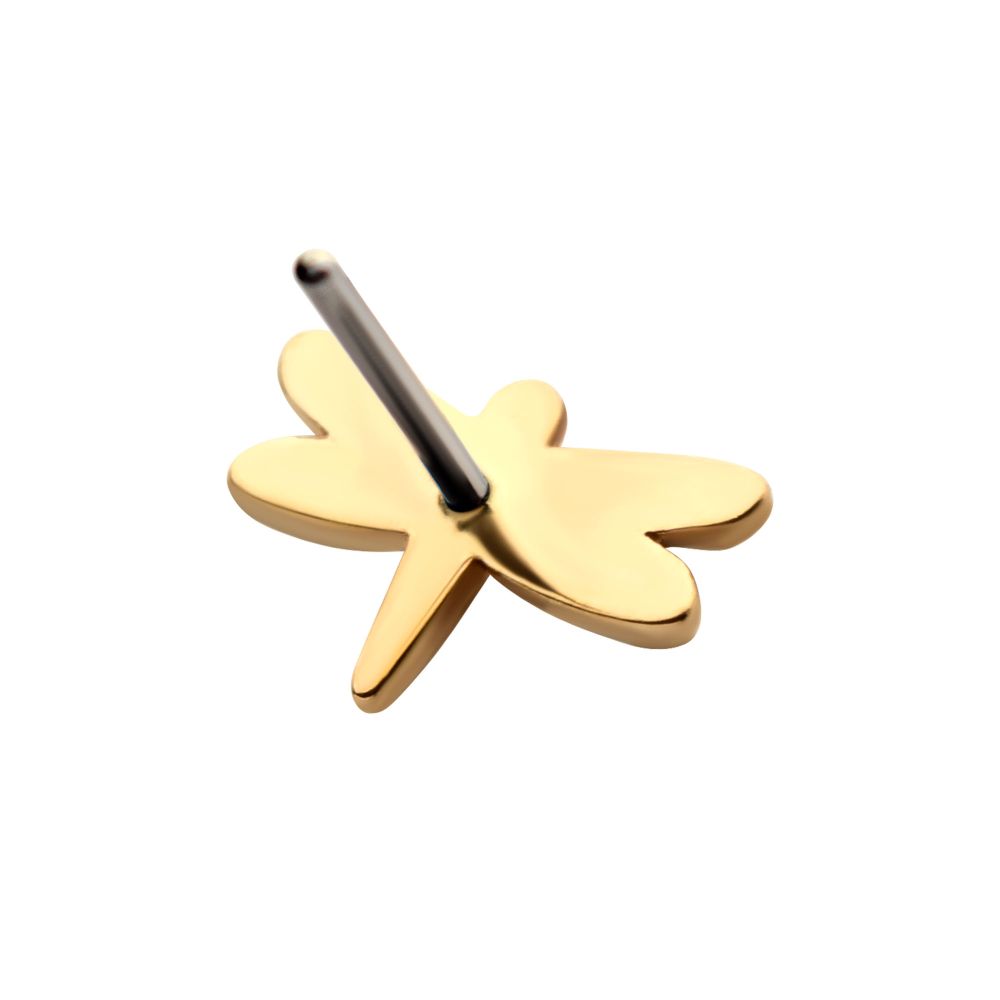 14Kt Yellow Gold Threadless with Dragonfly Top