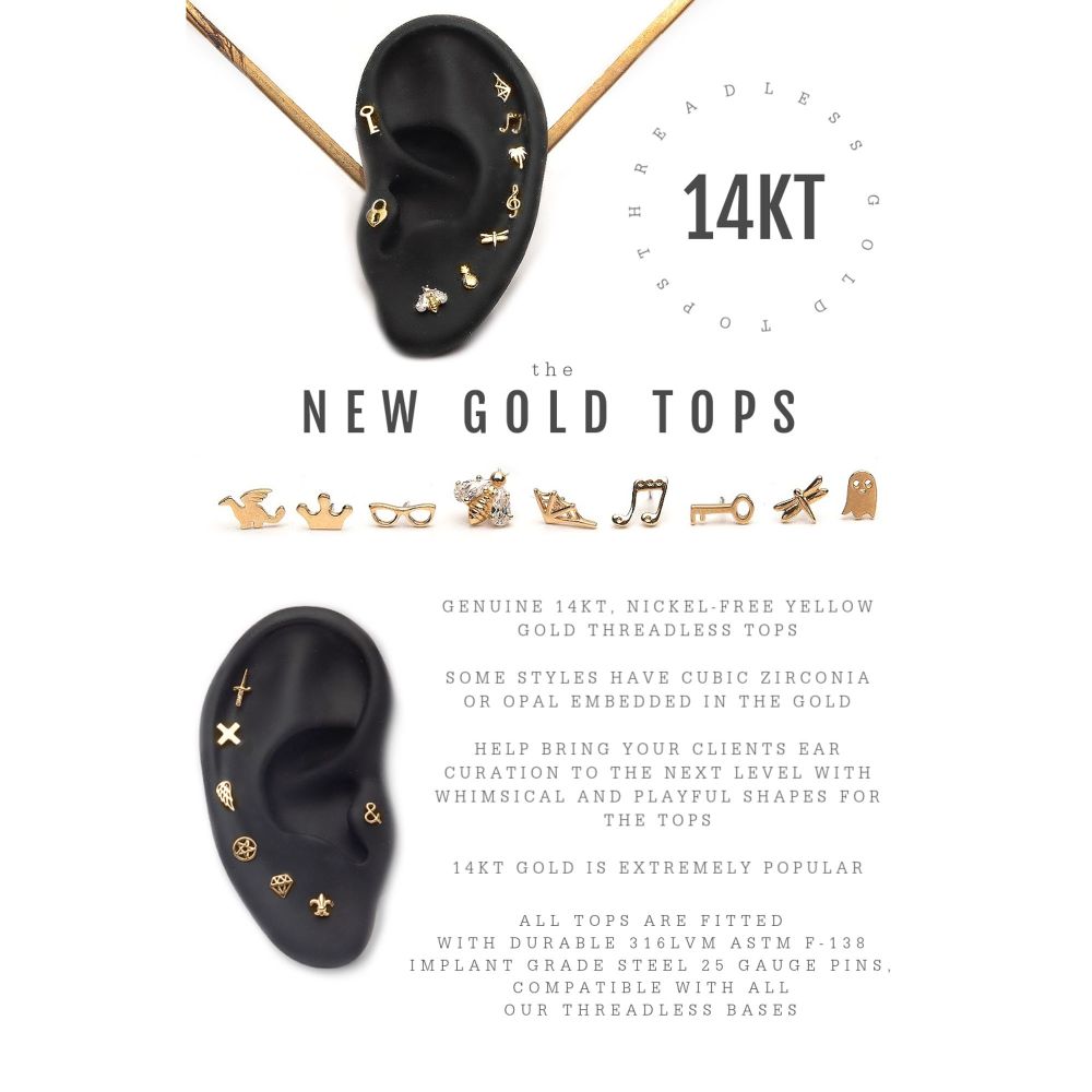 14Kt Yellow Gold Threadless with Key Top
