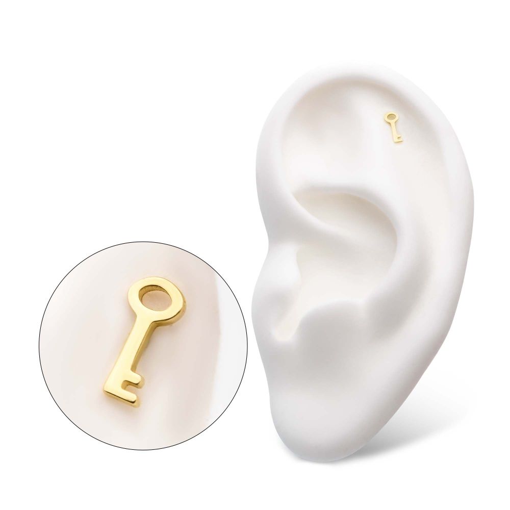 14Kt Yellow Gold Threadless with Key Top