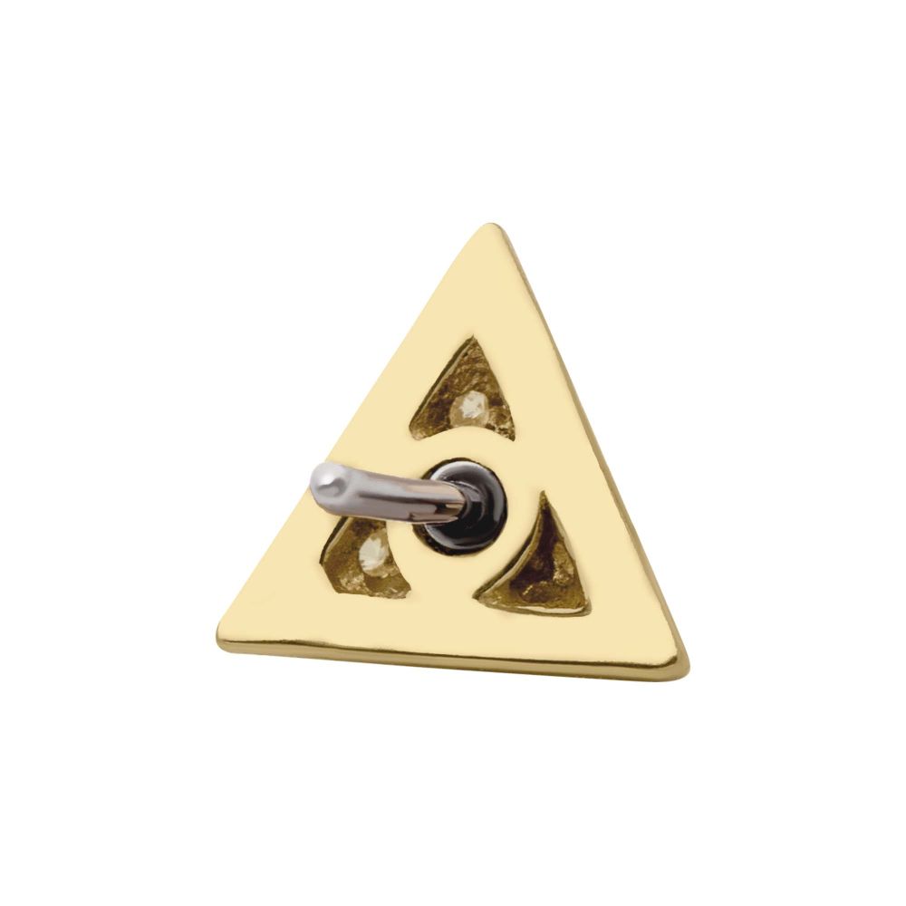 14Kt Yellow Gold Threadless with Prong Set CZ Short Pyramid Top