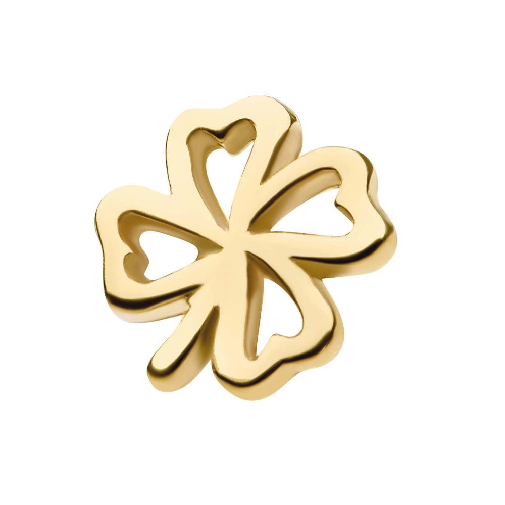 14kt Yellow Gold Threadless with 4-Leaf Cut Out Clover Top