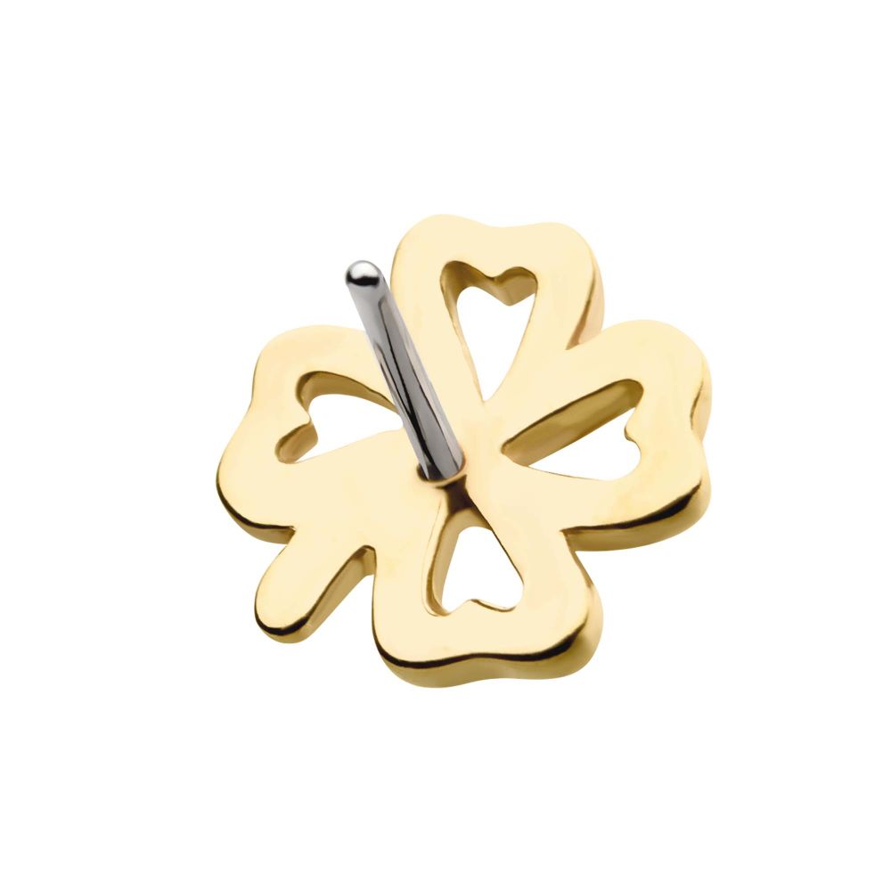 14kt Yellow Gold Threadless with 4-Leaf Cut Out Clover Top