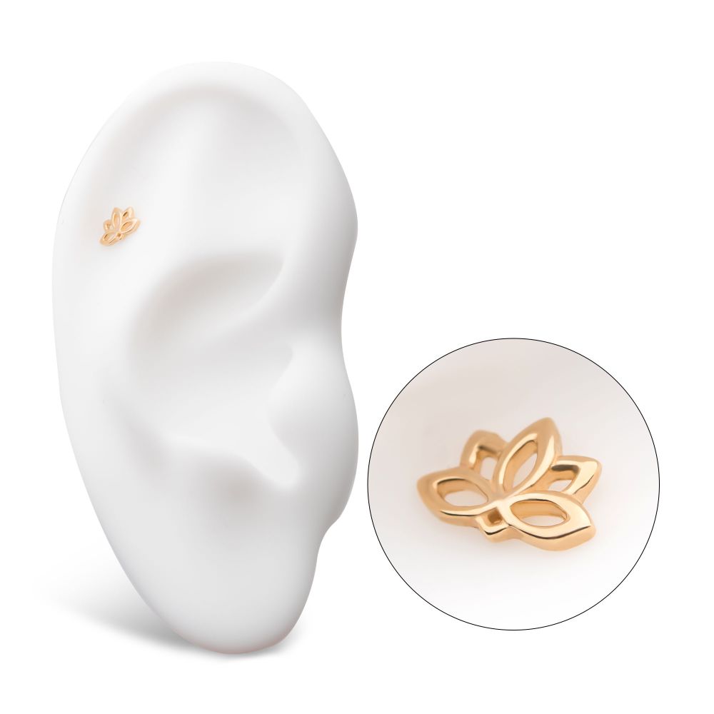 14Kt Yellow Gold Threadless with Lotus Top