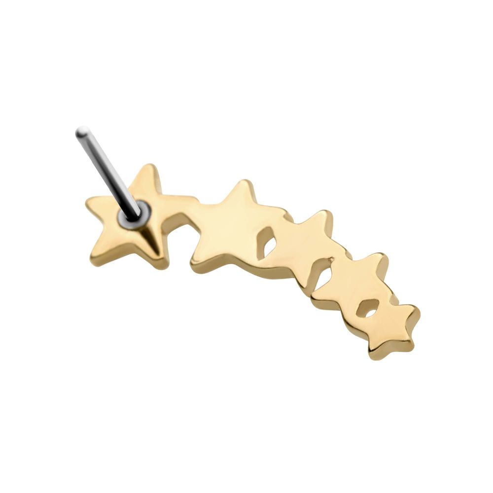 14Kt Yellow Gold Threadless with 5-Cluster Star Top