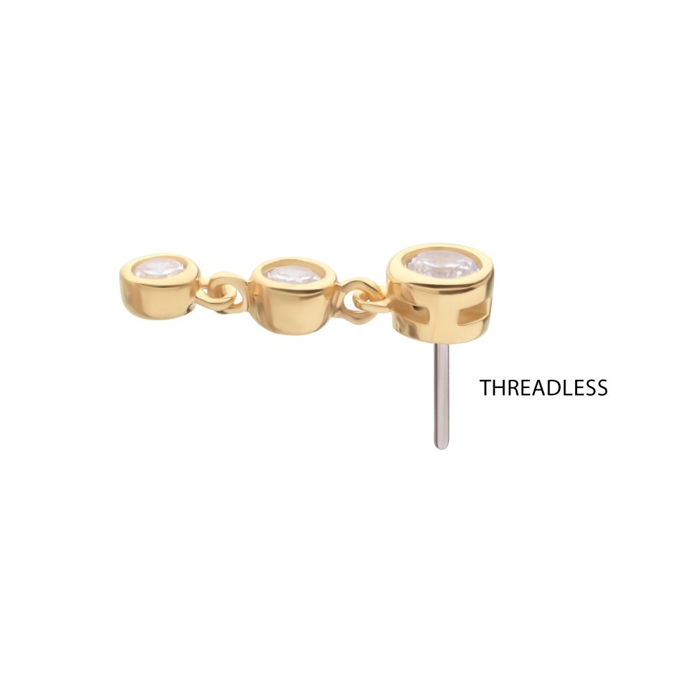 14Kt Yellow Gold Threadless Bezel Set Round Gem Top with Floating Double Gem