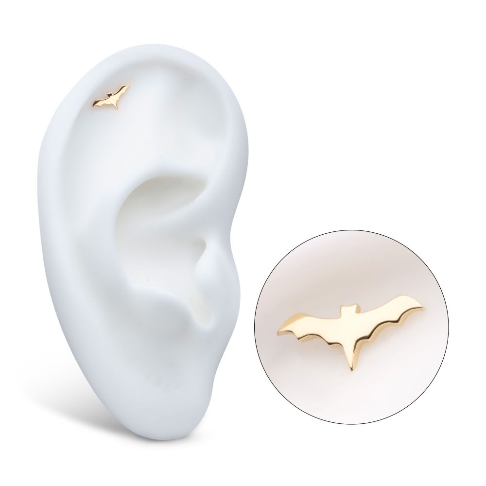 14Kt Yellow Gold Threadless Polished Finish Bat Top