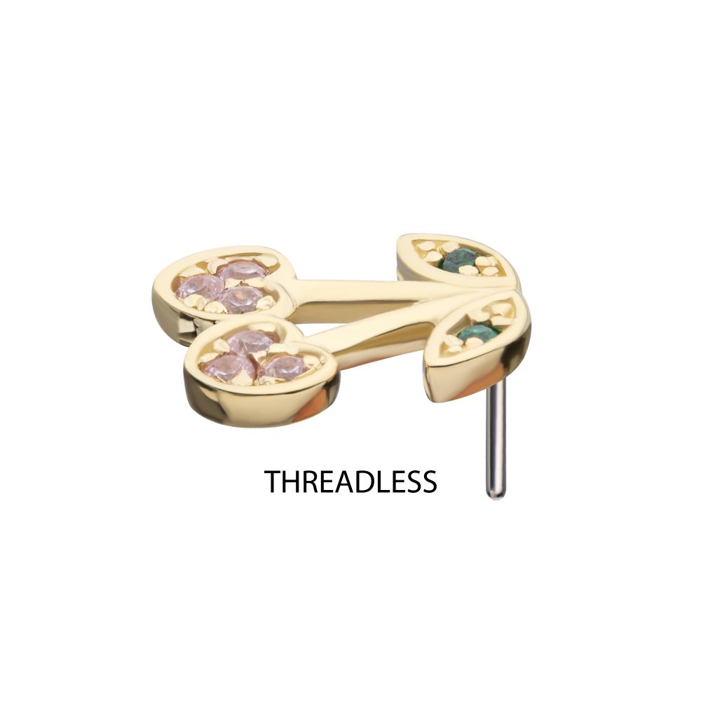 14Kt Yellow Gold Threadless Multigem Cherry Top