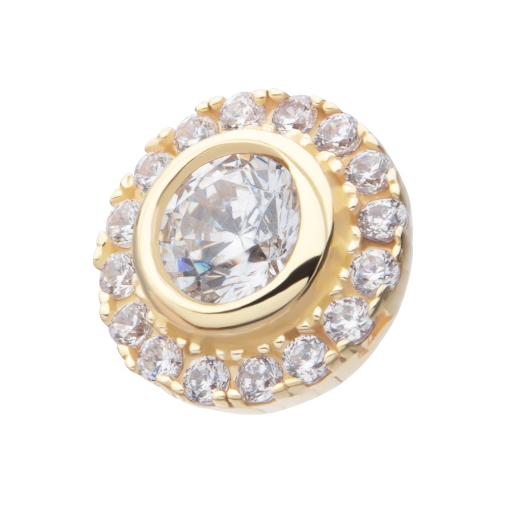 14Kt Yellow Gold Threadless Multigem Halo Top