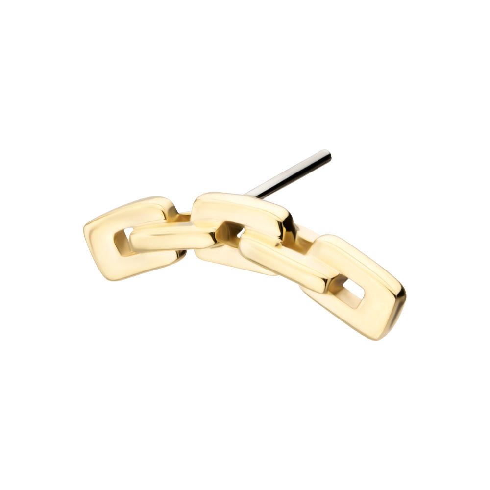 14Kt Yellow Gold Threadless Curved Chain Link Top