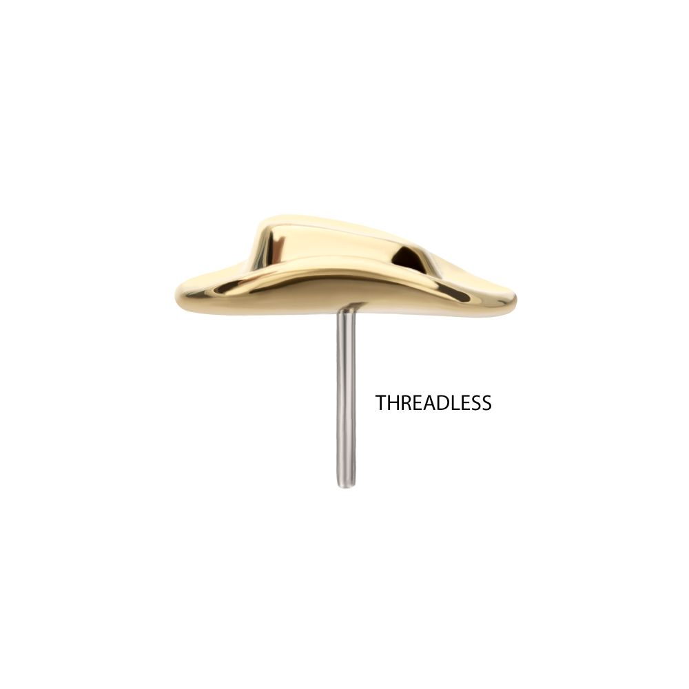 14Kt Yellow Gold Threadless 2D Molded Cowboy Hat Top