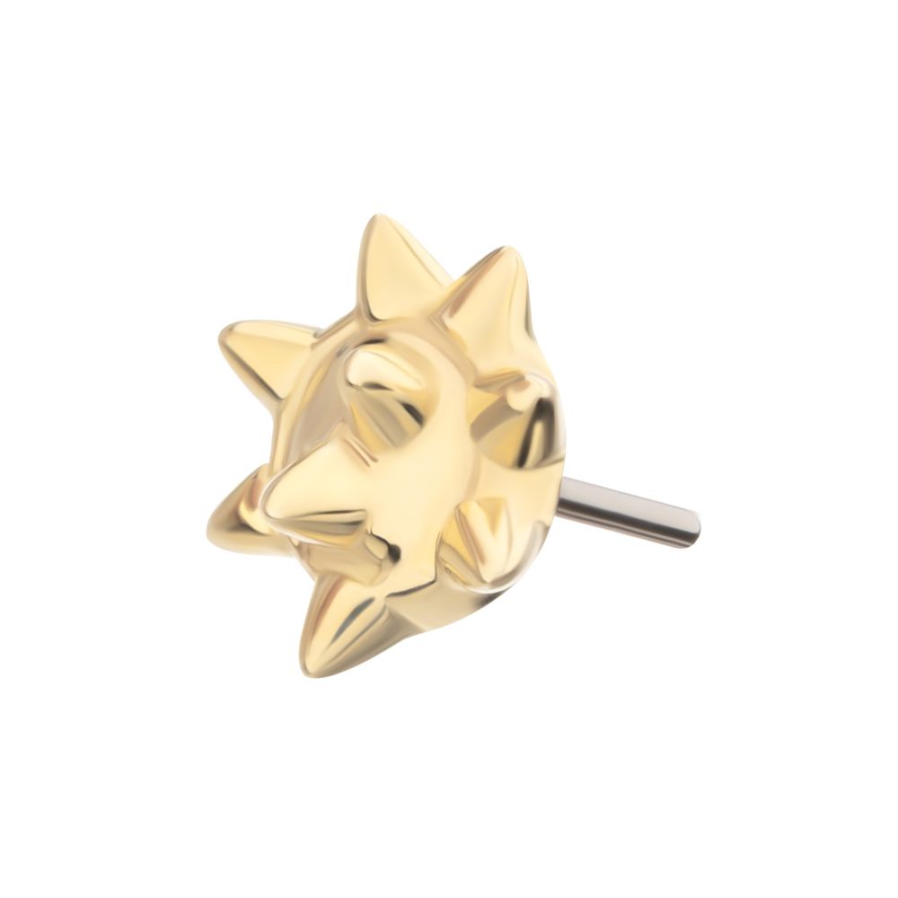 Solid 14Kt Yellow Gold Threadless Mace Ball Top