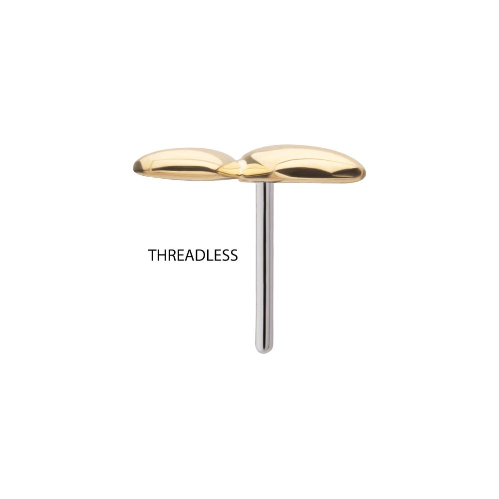 14Kt Yellow Gold Threadless Double Puffy Heart Top