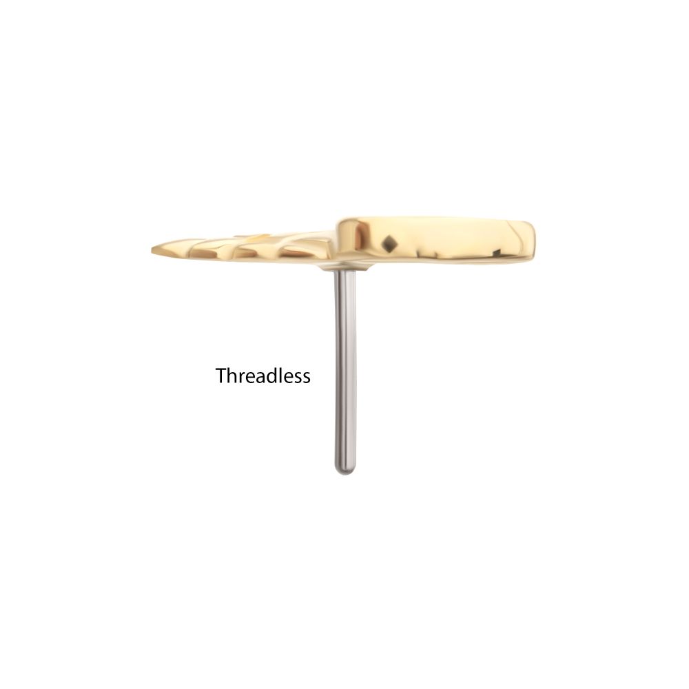 14Kt Yellow Gold Threadless 6 Pave Set Gem Ice Cream Top