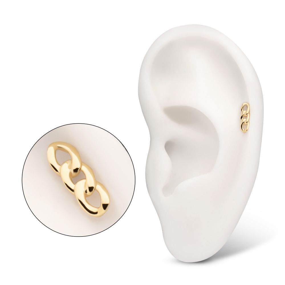 14Kt-Yellow Gold Threadless 3-Link Chain Top